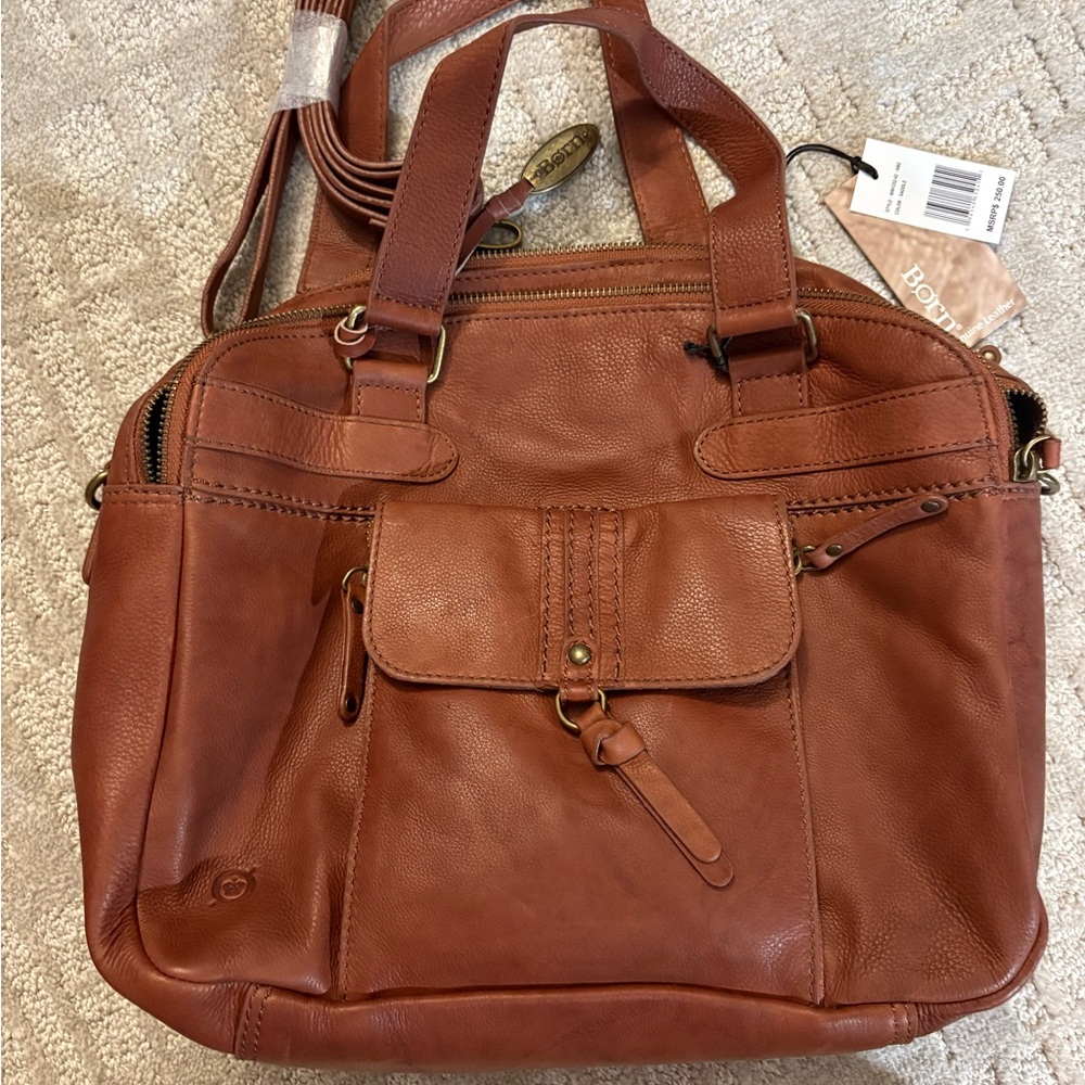 Born Tan Leather Bag with Gold Accents
